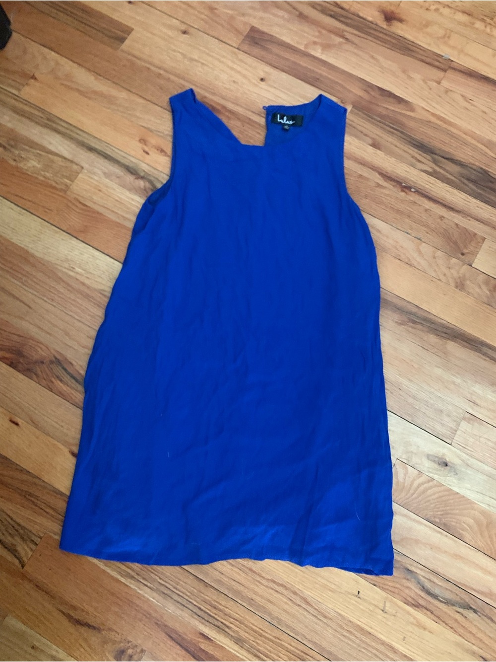 Lulus Royal Blue Shift Dress Sleeveless Notch Neck Mini Size M Elegant Classic